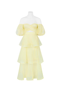 Yellow Maxi with On or Off Shoulder Sleeves